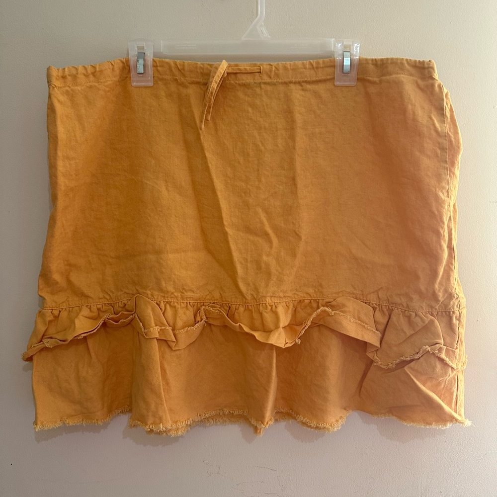 Old Navy Size 18 Yellow Linen Raw Hem Layered Mini Skirt Summer